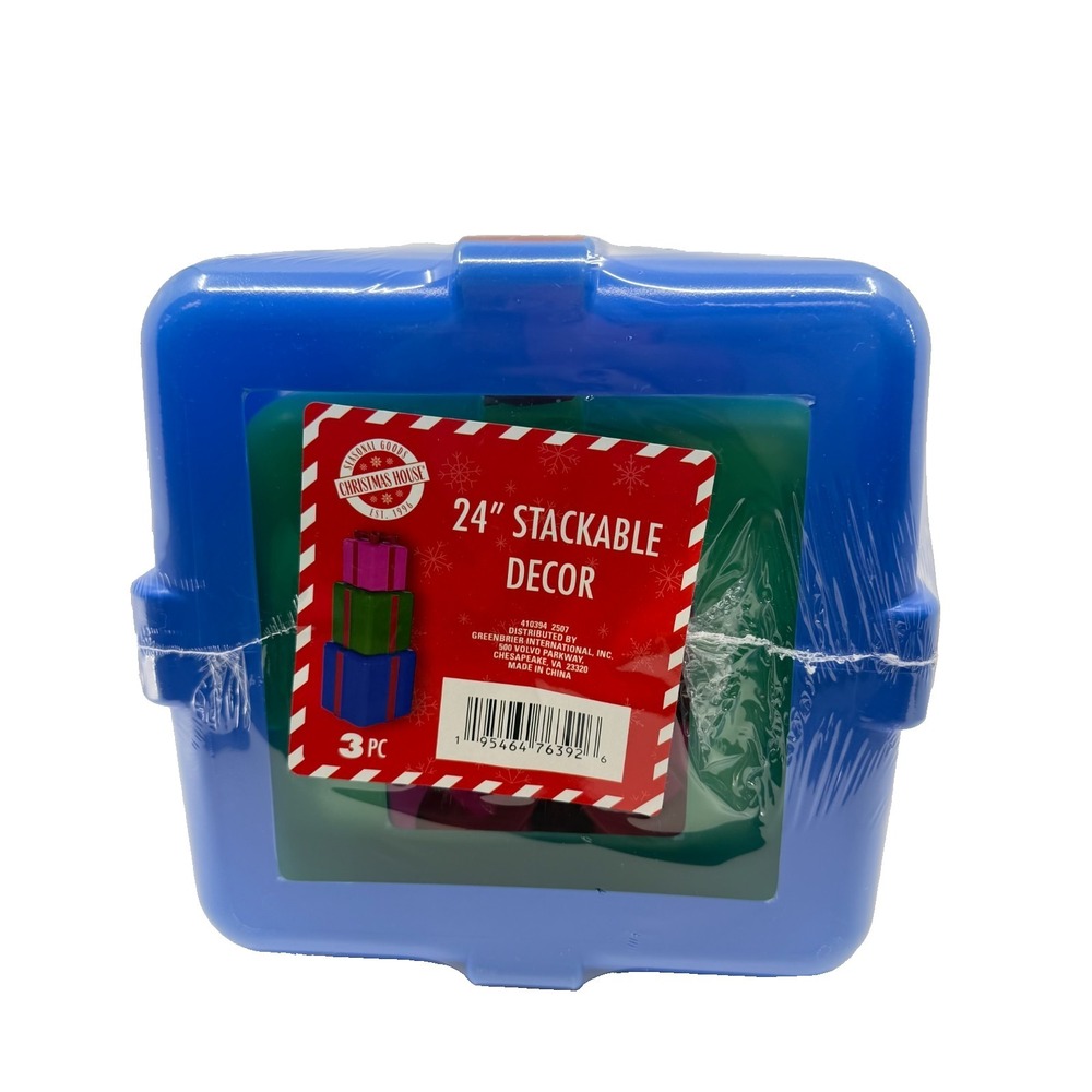 24" STACKABLE GIFT BOXES set 3 durable plastic DIY viral CHRISTMAS In/Outdoor
